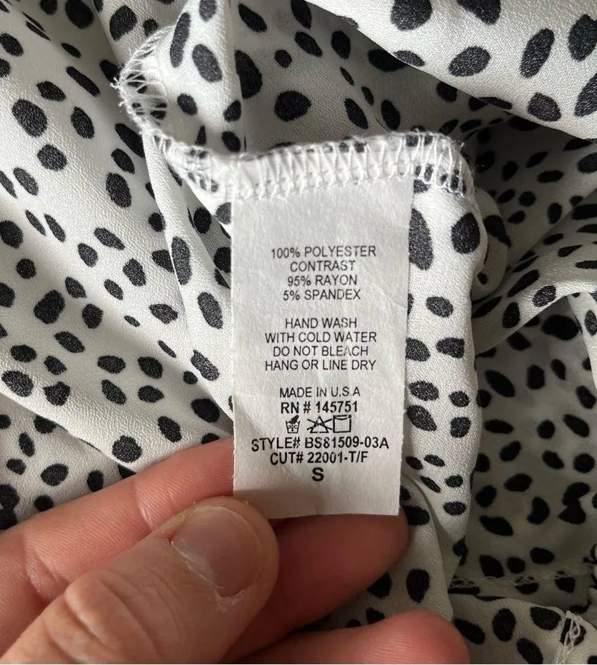 Altar'd State Black and White Print Polka Dot Body Suit Blouse Size Small - Image 9