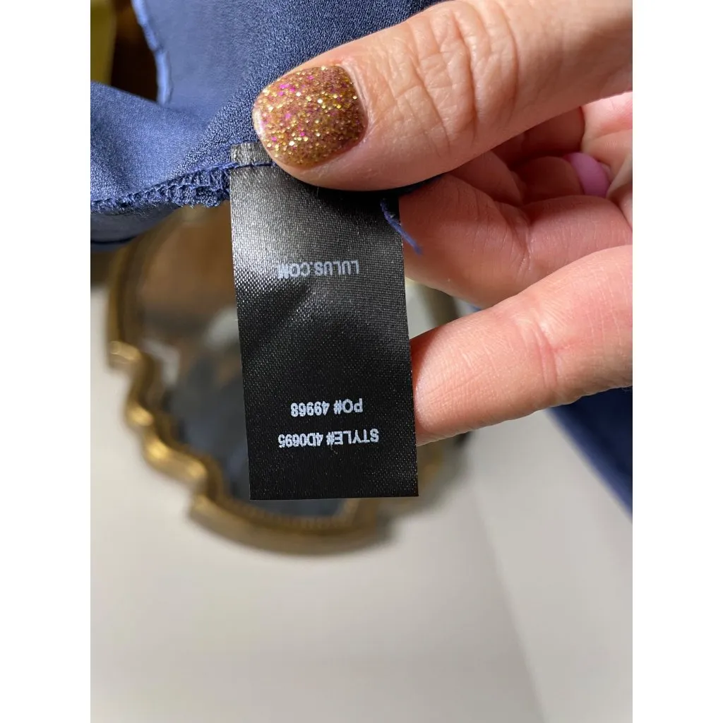 Lulus Pure Happiness Navy Blue Dress Size Small Satin Off - Image 11