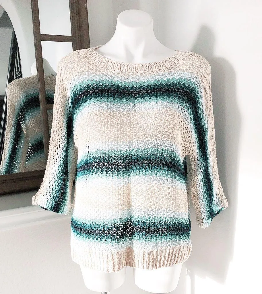 J.Jill Linen Crochet Sweater in Multicolor, Size M, NEW Blue Size M - Image 7