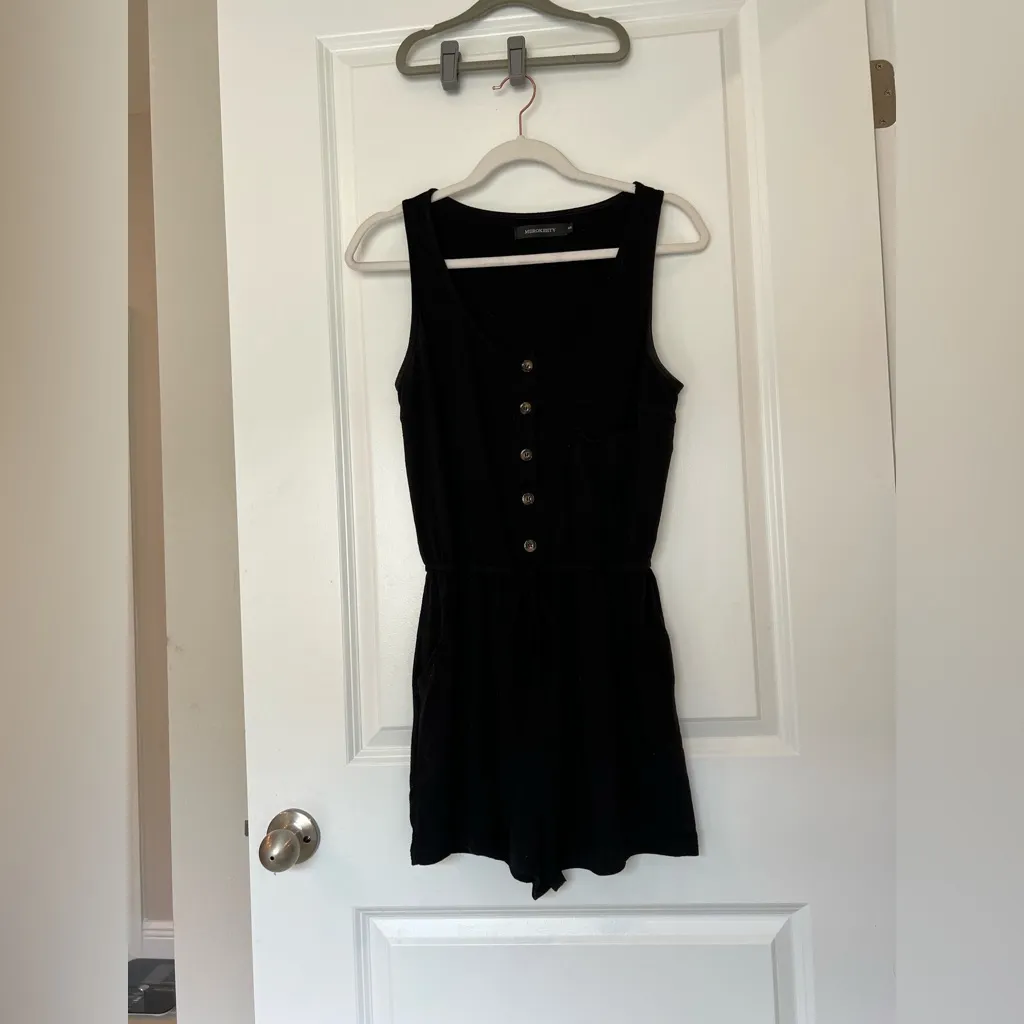 Merokeety Black Romper with Buttons - Image 2