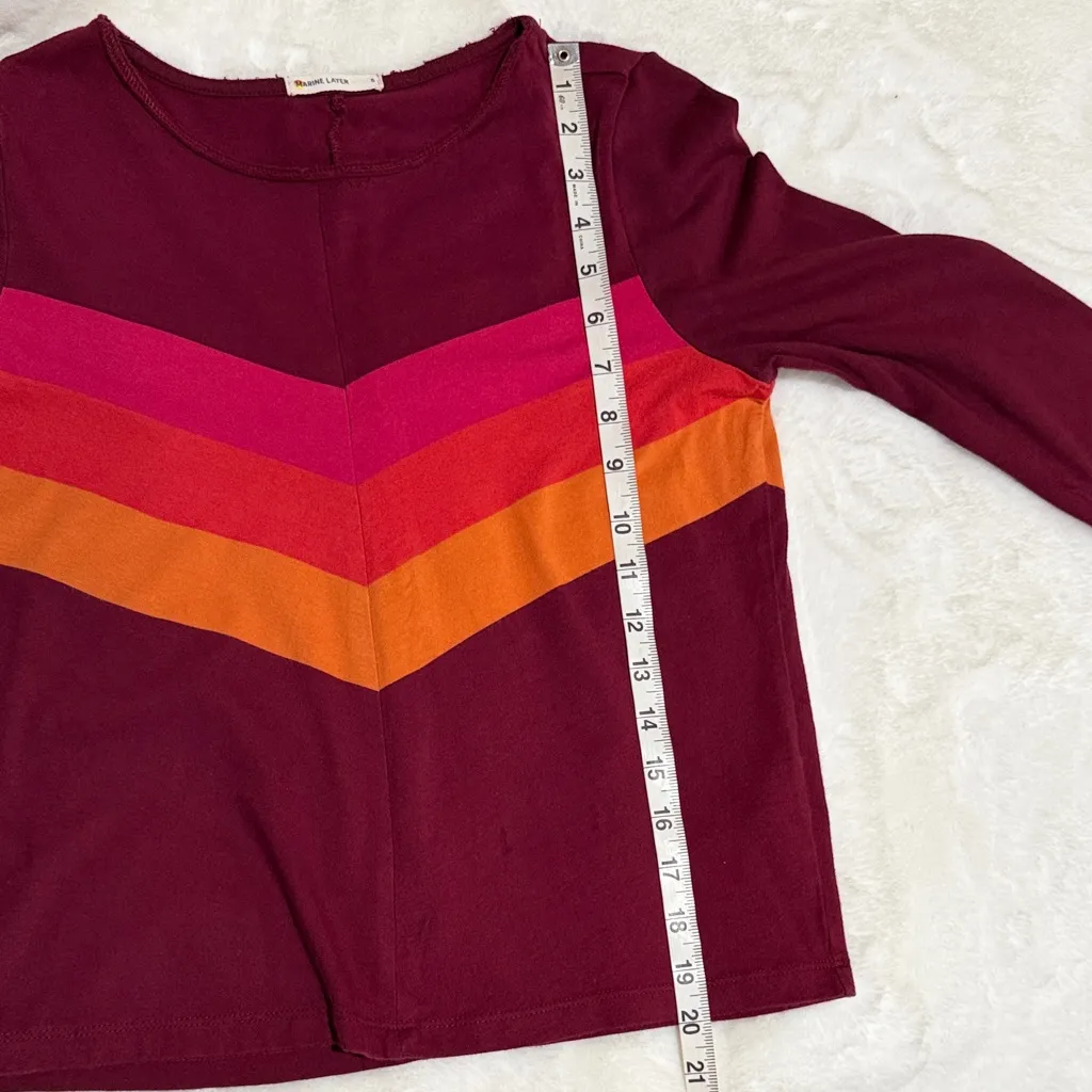 Marine Layer Size Small Burgundy Chevron Long Sleeve Top - Image 5