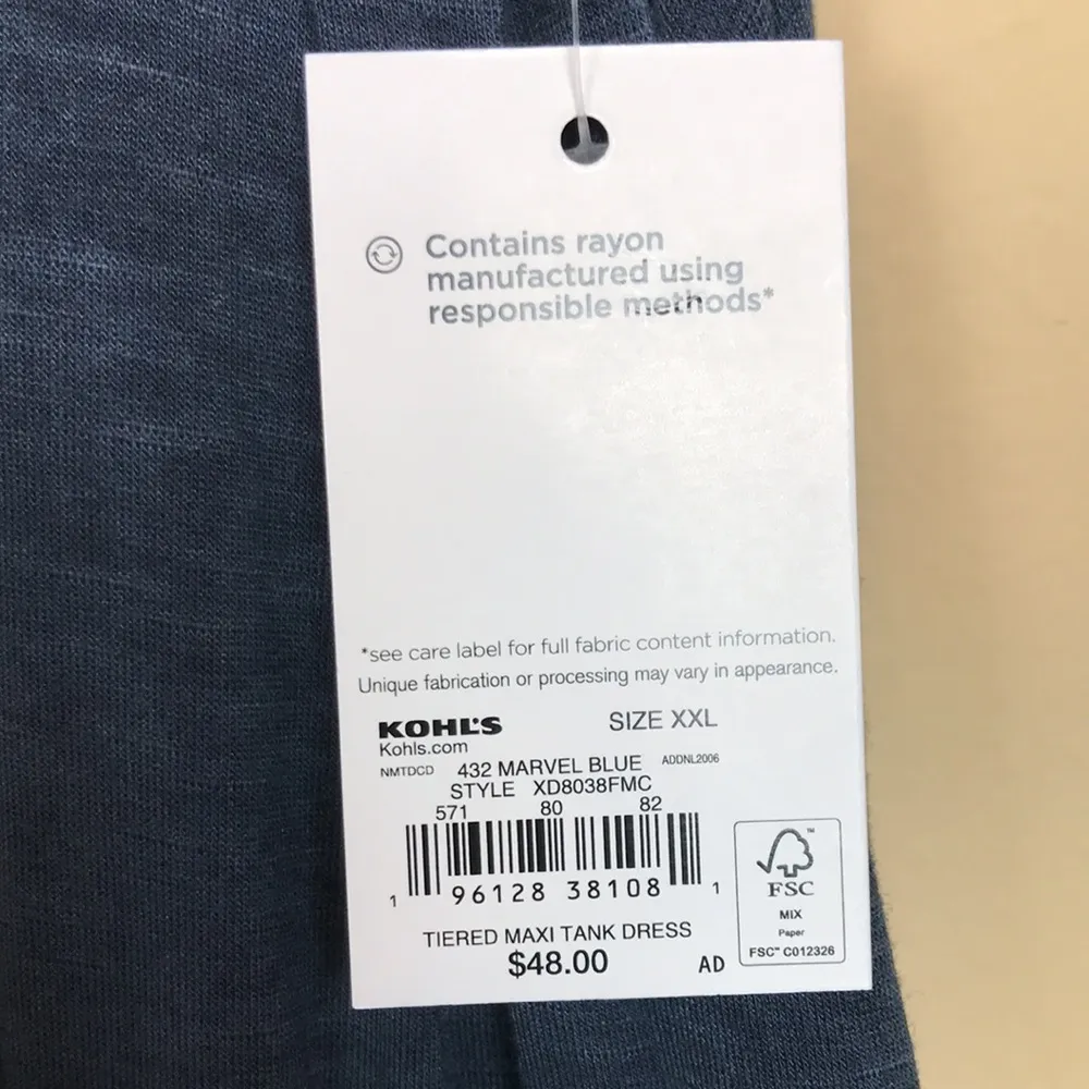 NWT Sonoma Women’s Mineral Wash Blue Tiered Tie Waist Tank Maxi Dress - Image 9