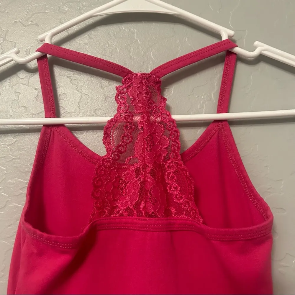 BKE hot pink racerback lace back camisole Y2K tank top size XS - Image 8