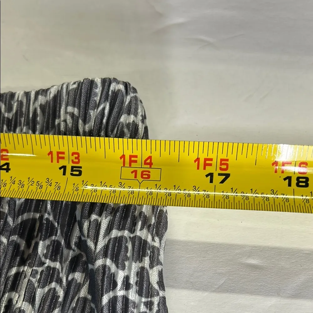 Chico's Travelers White Gray Wide Leg crinkle Pants paisley 12/14 lightweight - Image 9