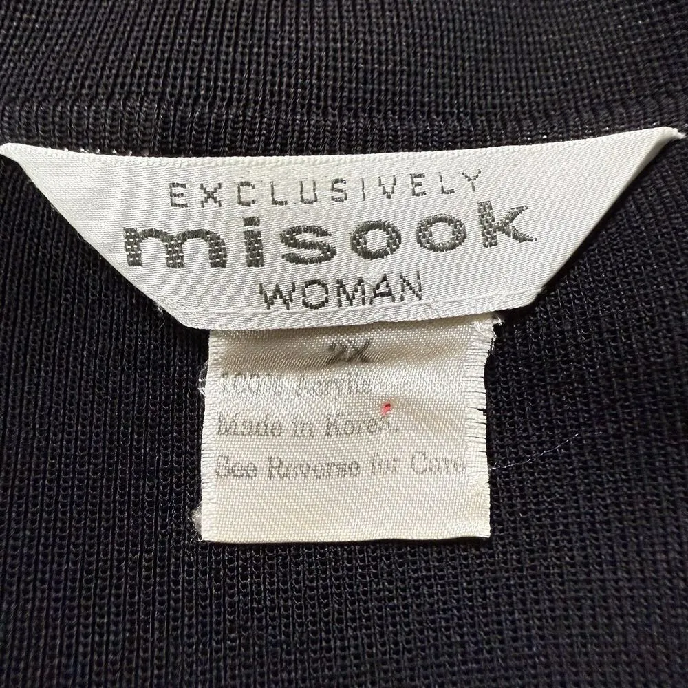 VTG Exclusively Misook 2X Cardigan Sweater Jacket Career Workwear Black‎ Artsy - Image 8
