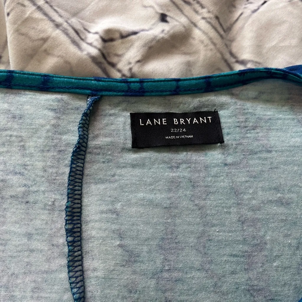 Lane Bryant Teal Aqua Tie-Dye V-Neck Empire Waist Tunic Top Women’s 22/24 Blouse - Image 9