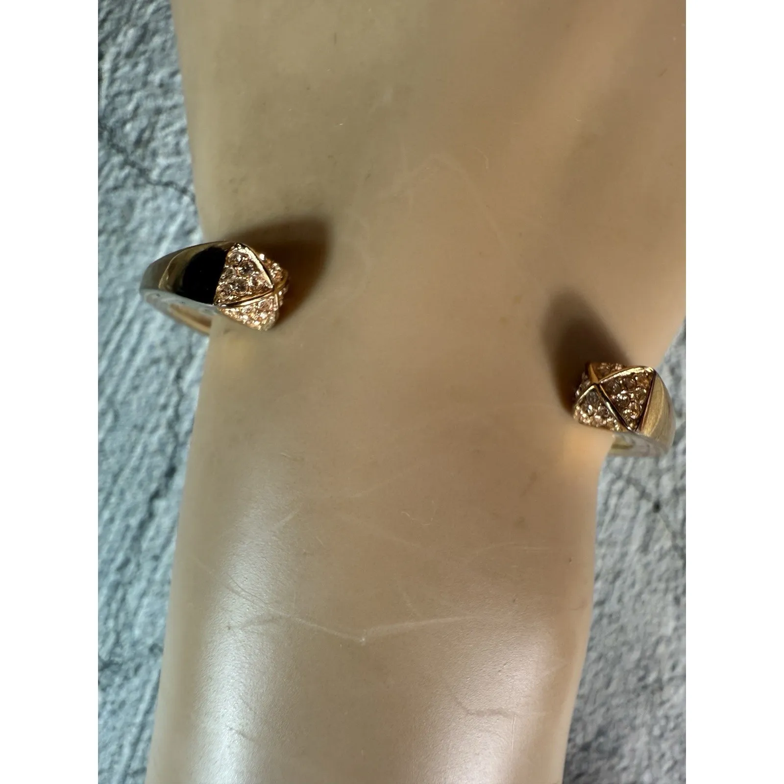 Michael Kors Open Cuff Bangle Pave Crystals Rose Gold Bracelet - Image 2