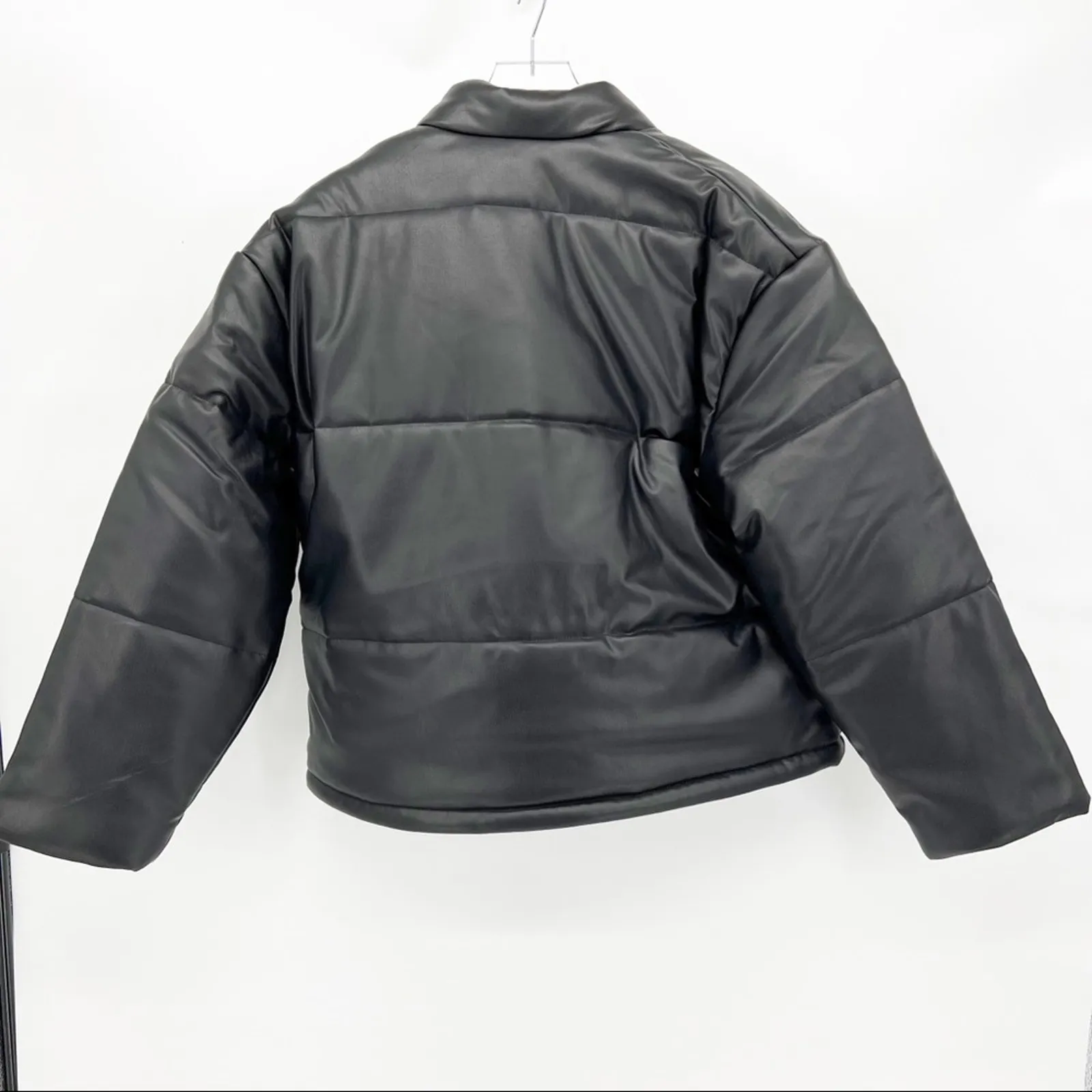 NWT Rails Otto Faux Leather‎ Puffer Jacket L Black - Image 3