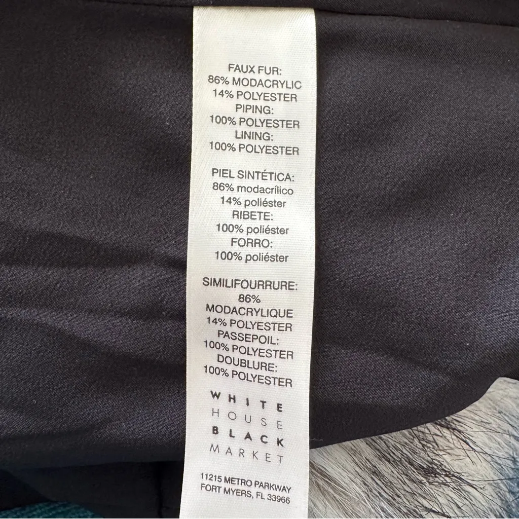 White House Black Market Faux Fur Gray Vest Size XL - Image 11