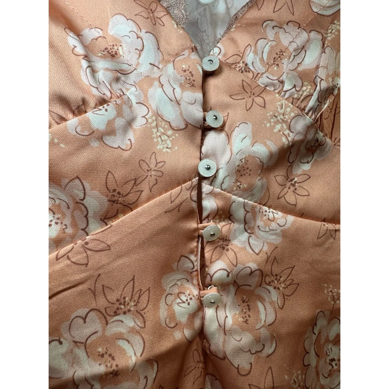 NEW FREE PEOPLE INTIMATELY PEACH/PINK EMBROIDERED SATIN SLEEP CAMI  LARGE  LACEY - Image 8