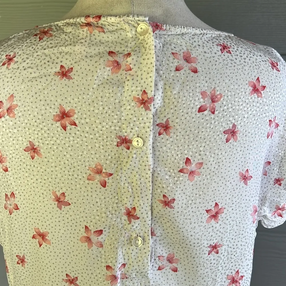 Rebecca Taylor Silk Blend Ruched Short Sleeve Top - Image 8