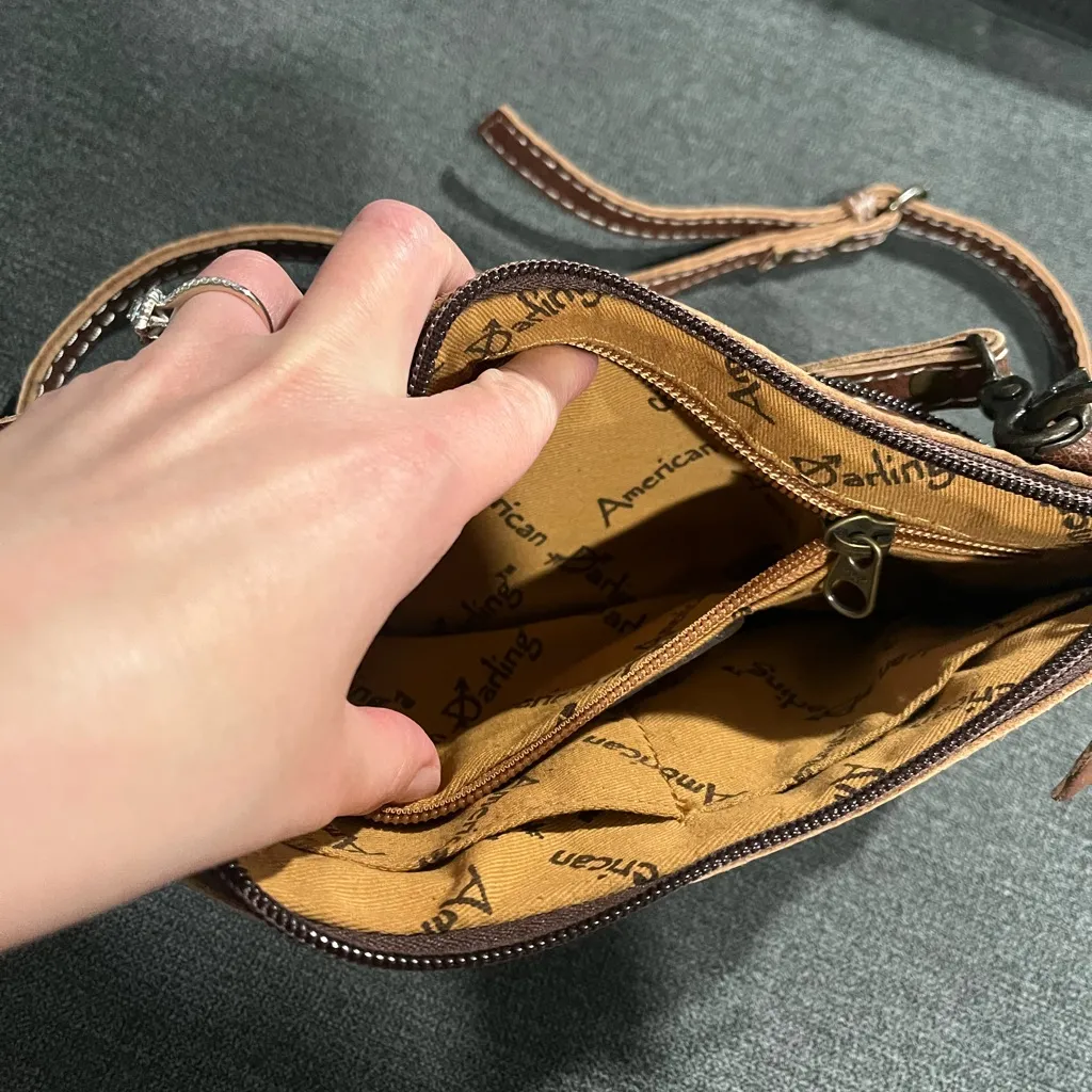 American Darling Cavender’s Aztec Blanket Organizer Crossbody Purse Bag Brown - Image 5