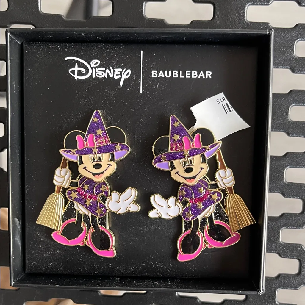 Disney BaubleBar Minnie Mouse Witch Earrings - Purple and Gold - Image 2