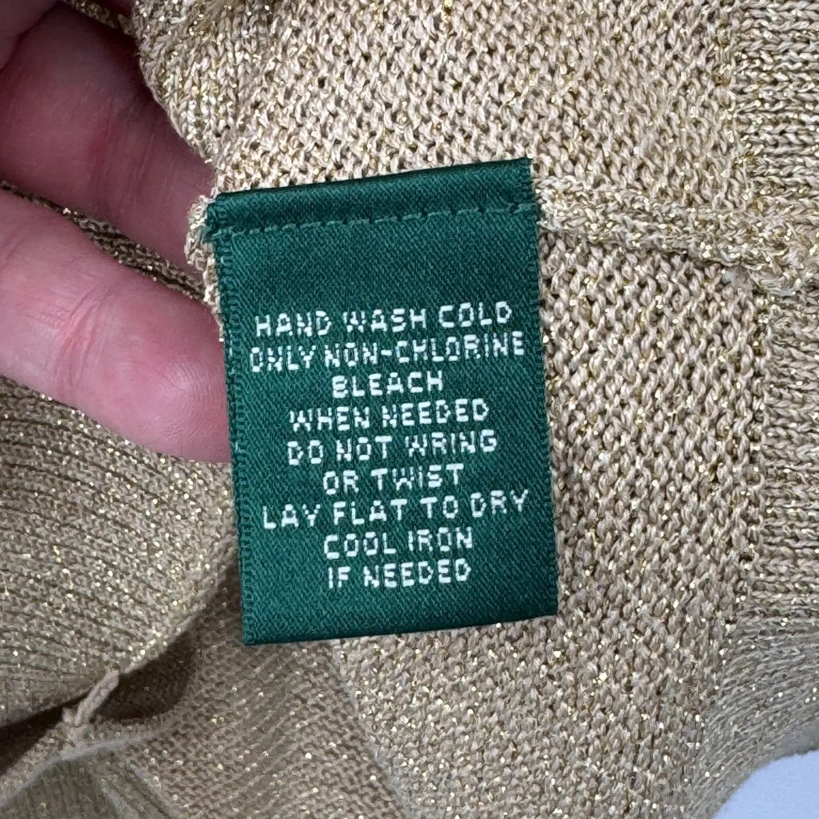 Lauren‎ Ralph Lauren Cardigan PL Gold Metallic Silk Pockets Old Money Nautical Size undefined - Image 7