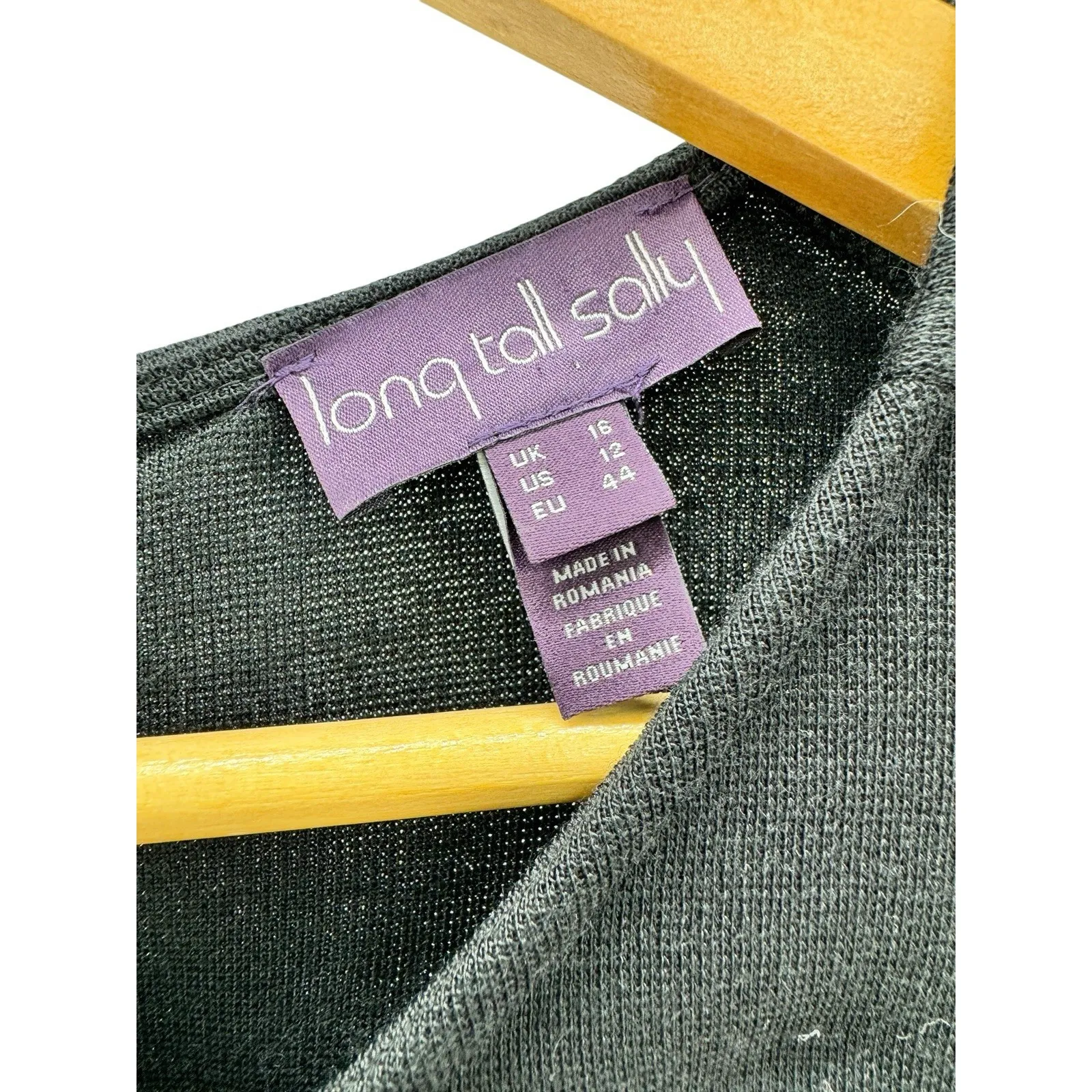 LTS Long Tall Sally‎ Black Animal Print Midi Dress Long Sleeve 12 Work Career - Image 2