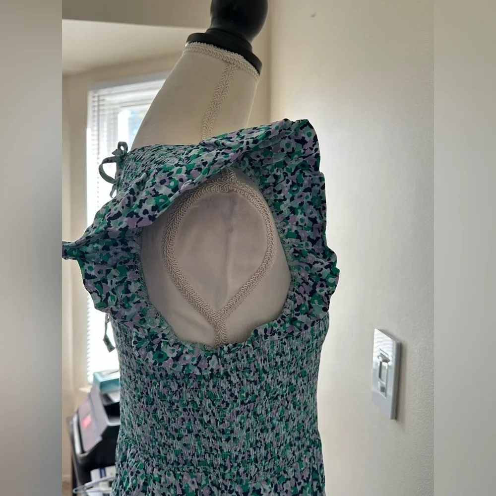 A New Day Purple Green Smocked Bodice Floral Print High Waist Sz S NWOT - Image 14