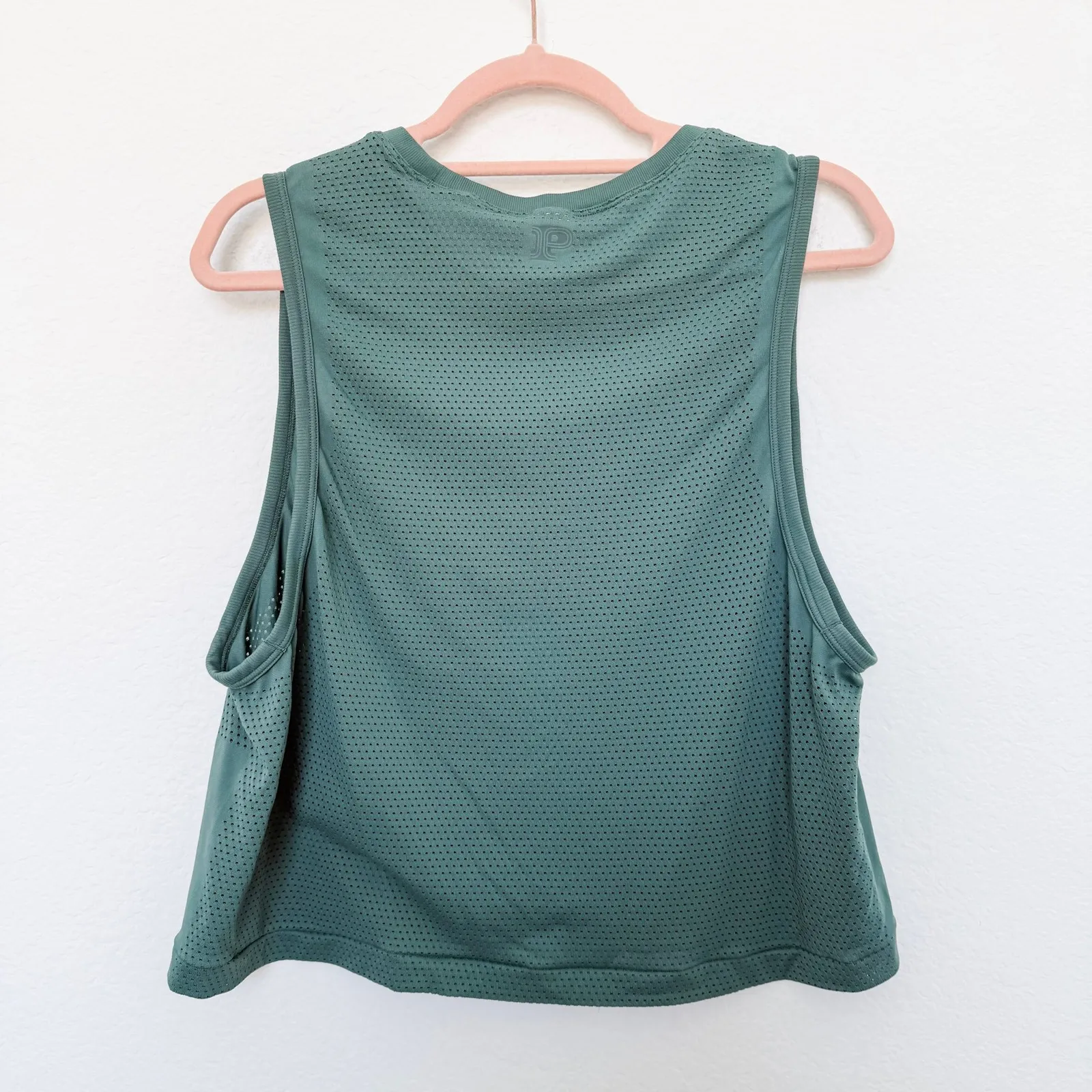 PINK Victoria's Secret Womens Athletic Top Size L Green Crop‎ Gym Workout Sporty Size L - Image 7