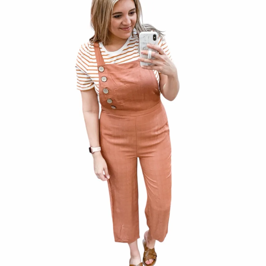 Universal Thread Rust Jumpsuit With Wood Buttons Size XS - Image 9