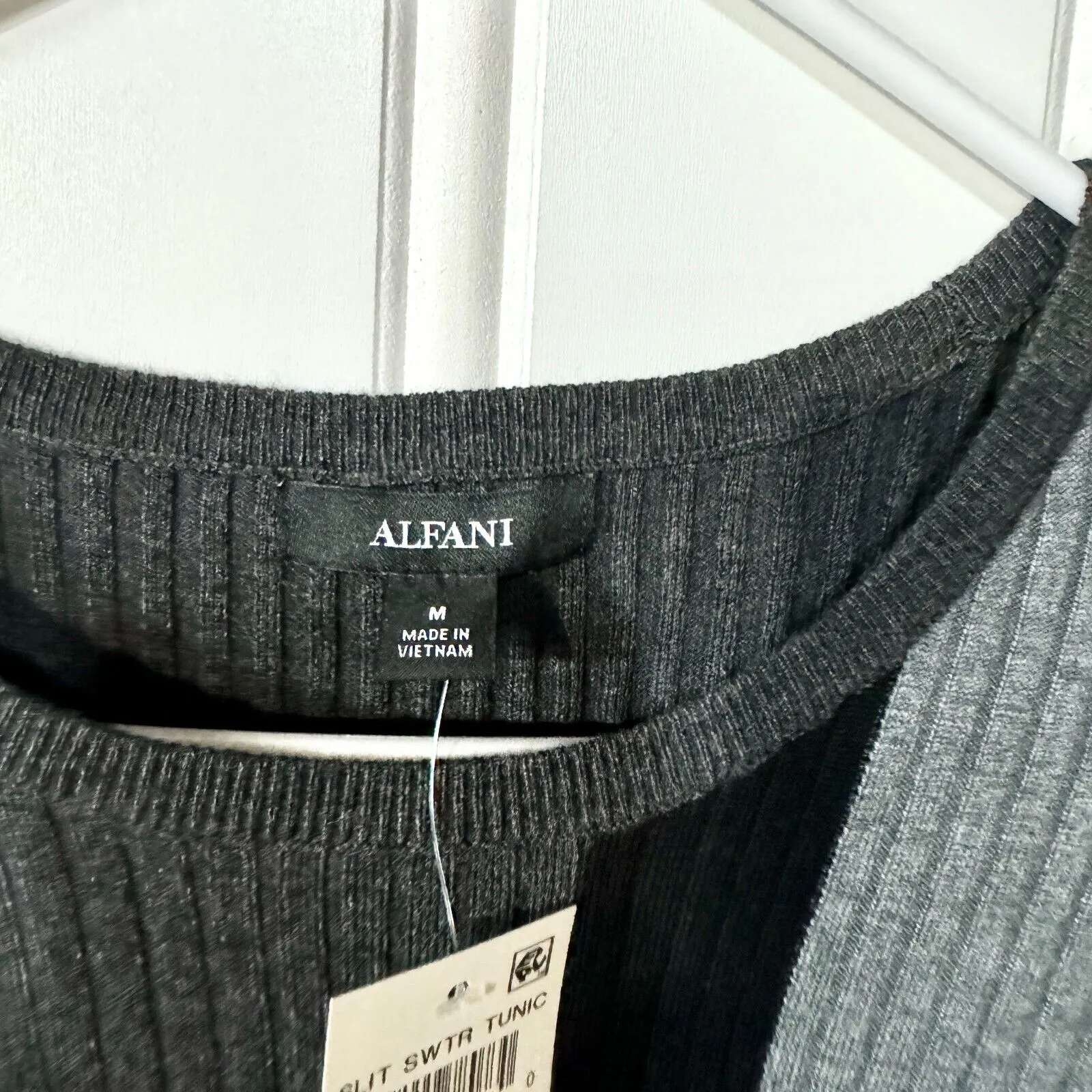 Alfani Dress Women Size M Black & Grey Long Sleeve Crewneck Sweater Colorblock Gray Size M - Image 2