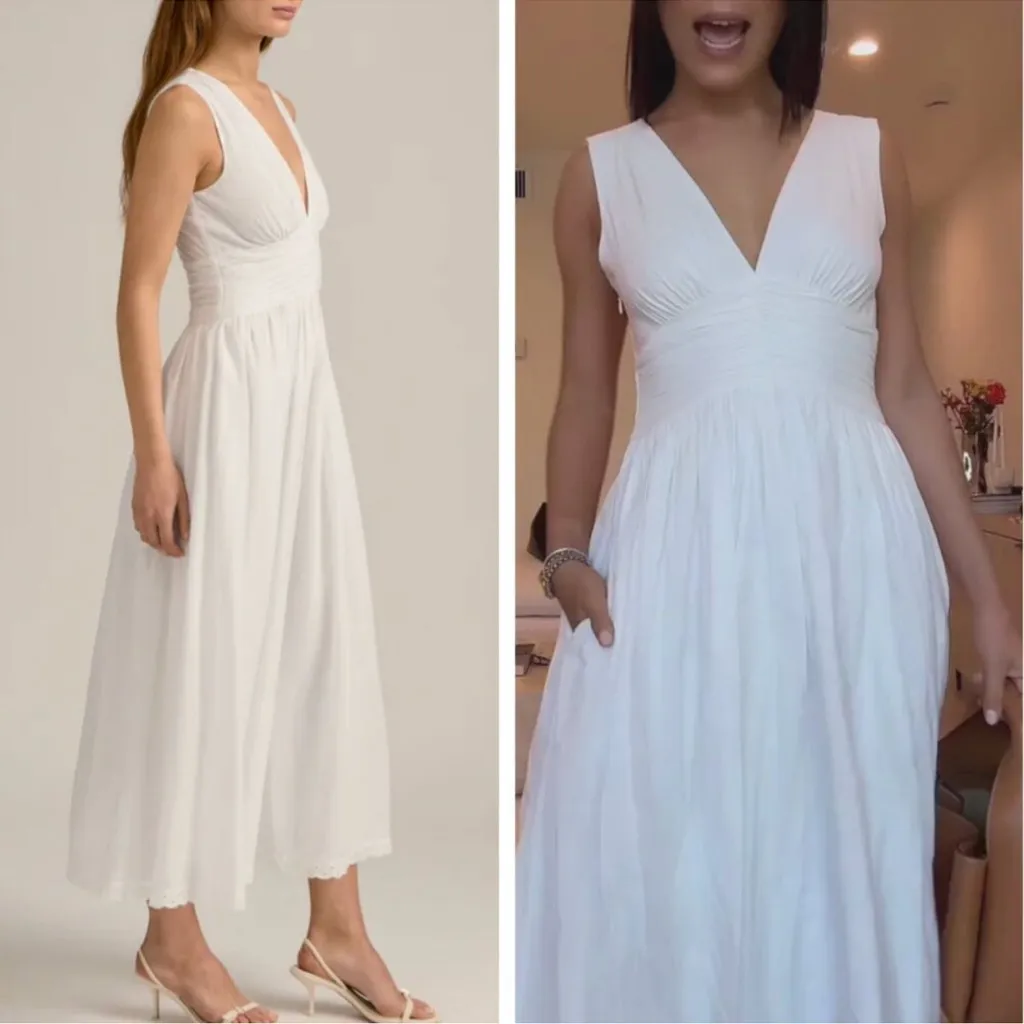 NWOT Favorite Daughter The Eyes Only For You V neck White Maxi Dress sz 12 - Image 5