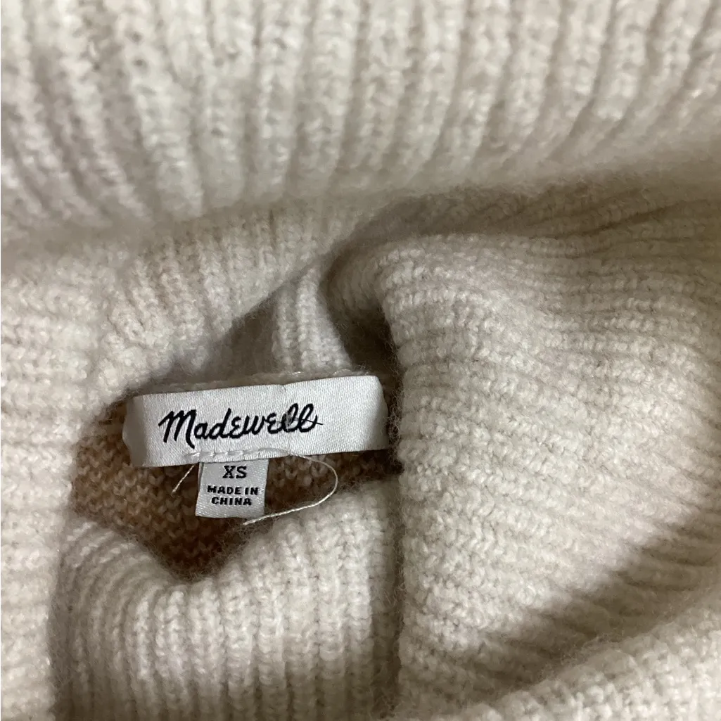 Madewell Cream and Tan Grid Turtleneck Sweater - Image 3