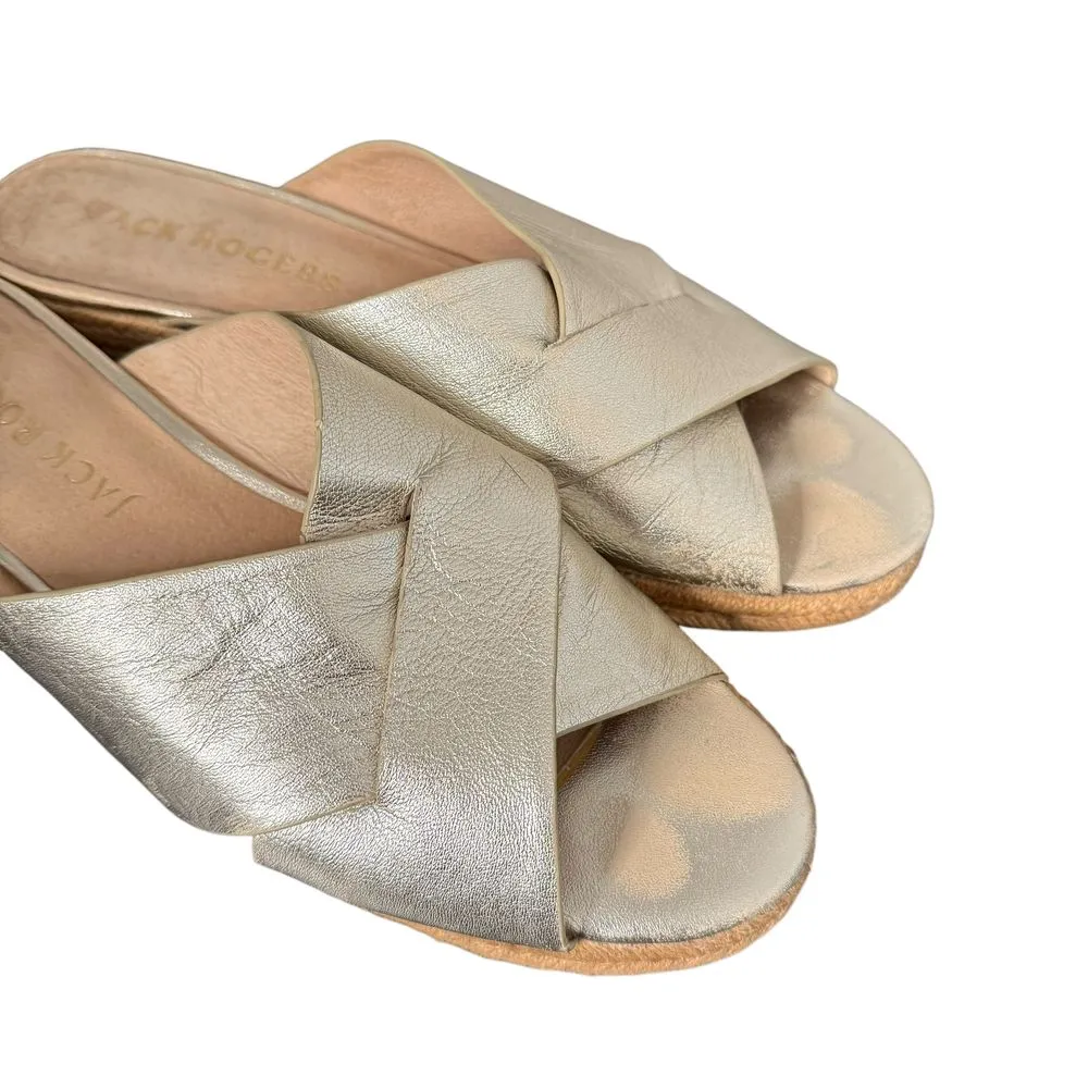 Jack‎ Rogers Slotted Sloane Metallic Gold Sandals Womens 10 Espadrille Slides - Image 8
