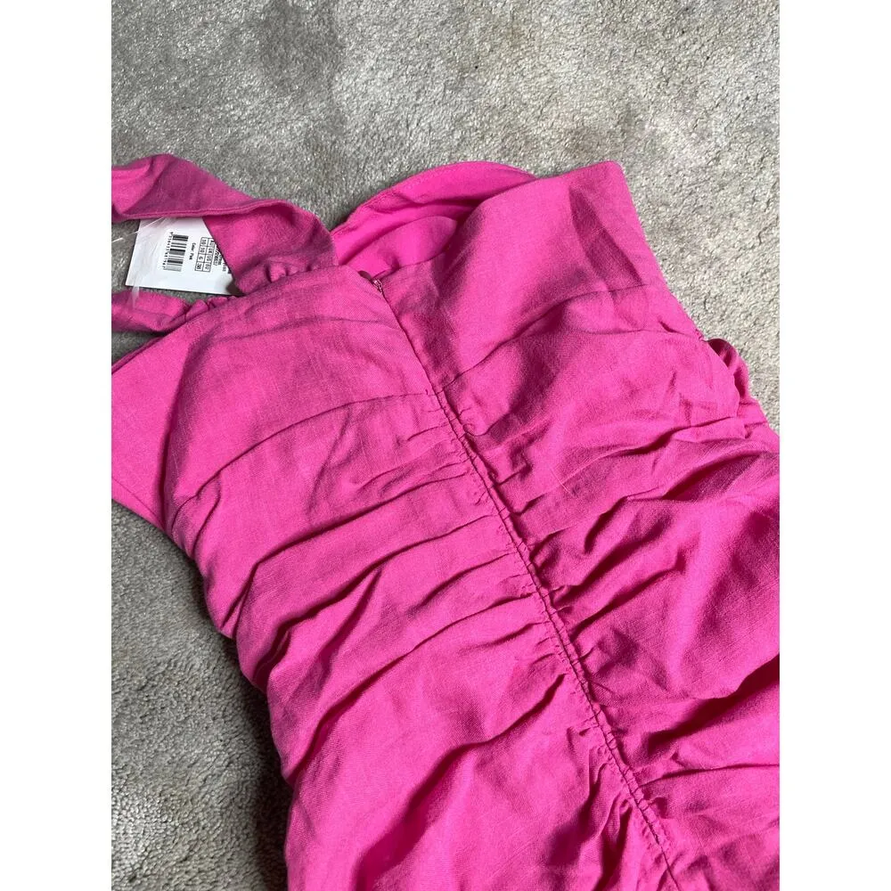 NEW Show Po Mayson Rouched One Shoulder Body Con Mini Dress Size 6 Pink - Image 6