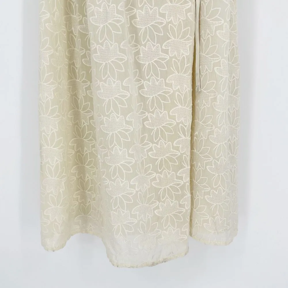 NEW Madewell Embroidered Pleated Wrap Dress Midi Sleeveless in Ivory Women's S - Image 5