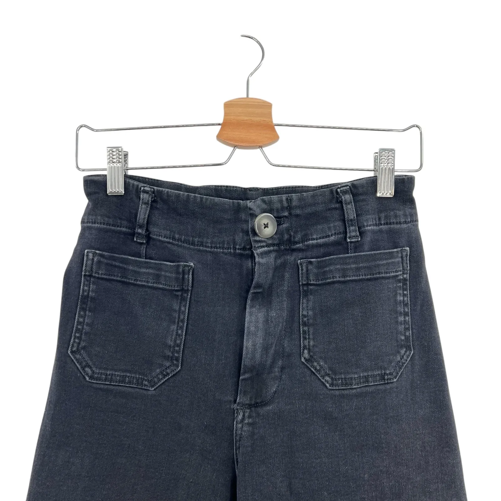 Anthropologie Pilcro The Skipper Jeans Wide Leg‎ Crop Black Size 27P Petite - Image 4