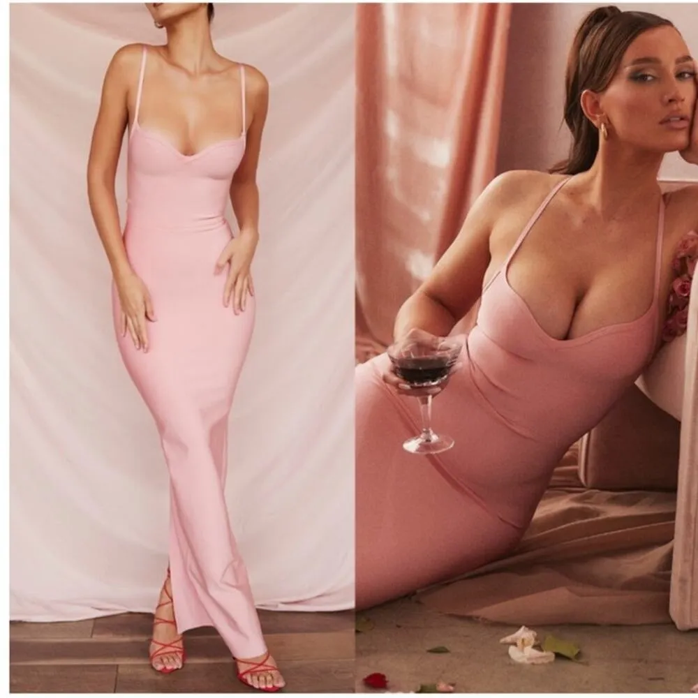 Fifi fairy pink fitted bodycon maxi dress - Image 11