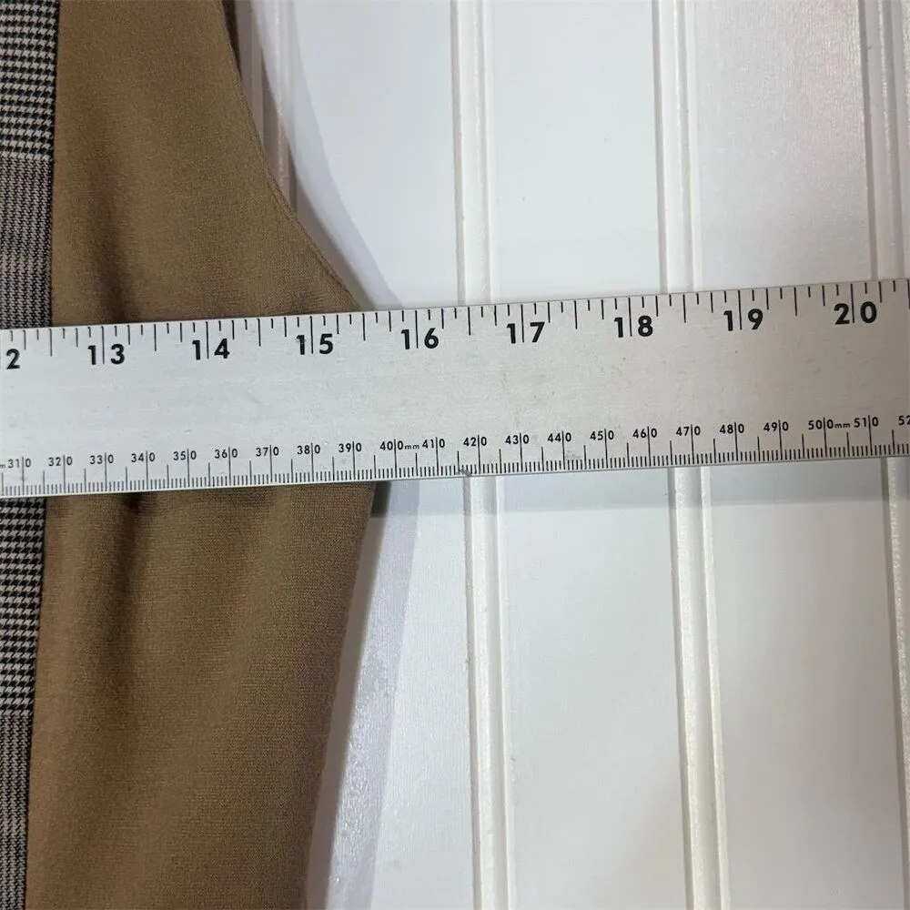 Akris Punto US 4 Sleeveless Wool Blend Sheath Dress Brown Plaid Career Academia - Image 5