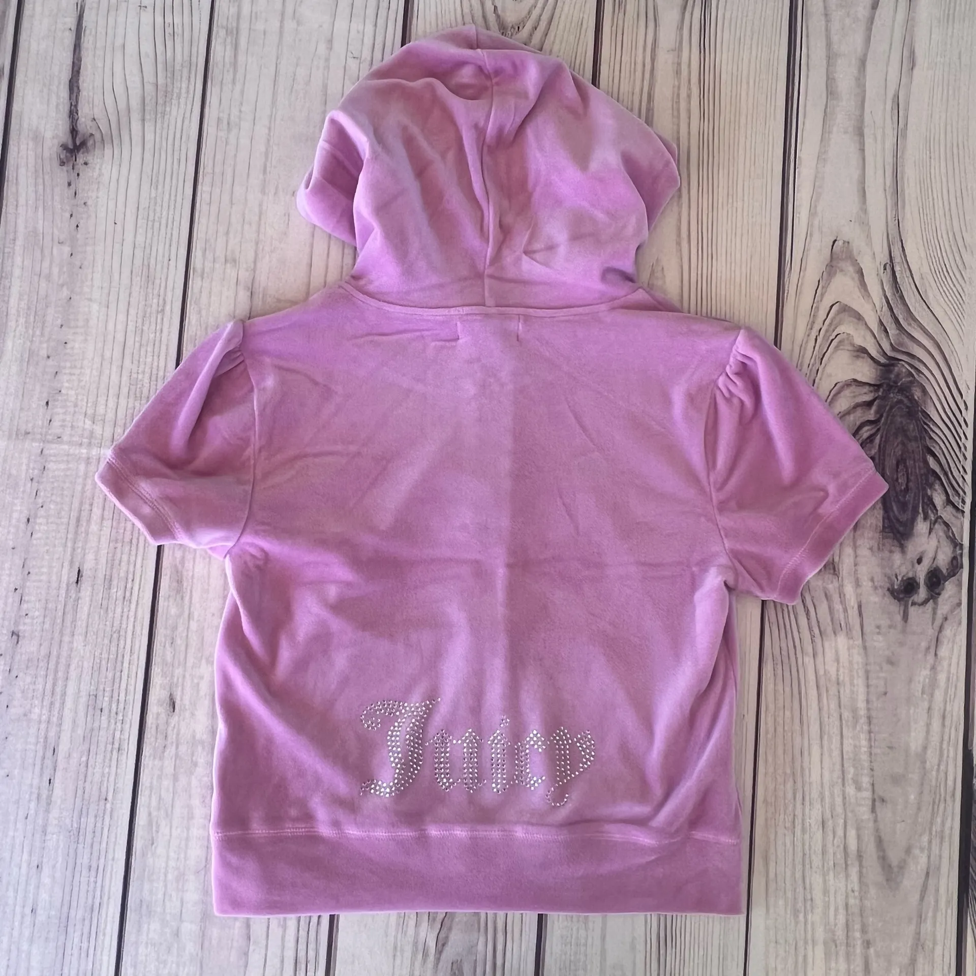 Juicy Couture Dewberry Pink Velour Rhinestone Short Zip Hoodie Set  - Image 5