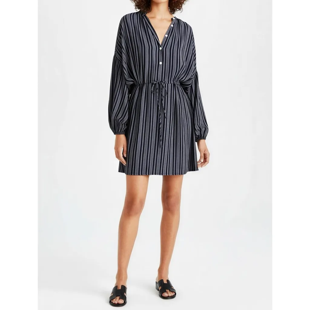 CHRISTY DAWN x MADEWELL Bonnie Mini Dress, Indigo Blue Stripes, Medium - Image 4