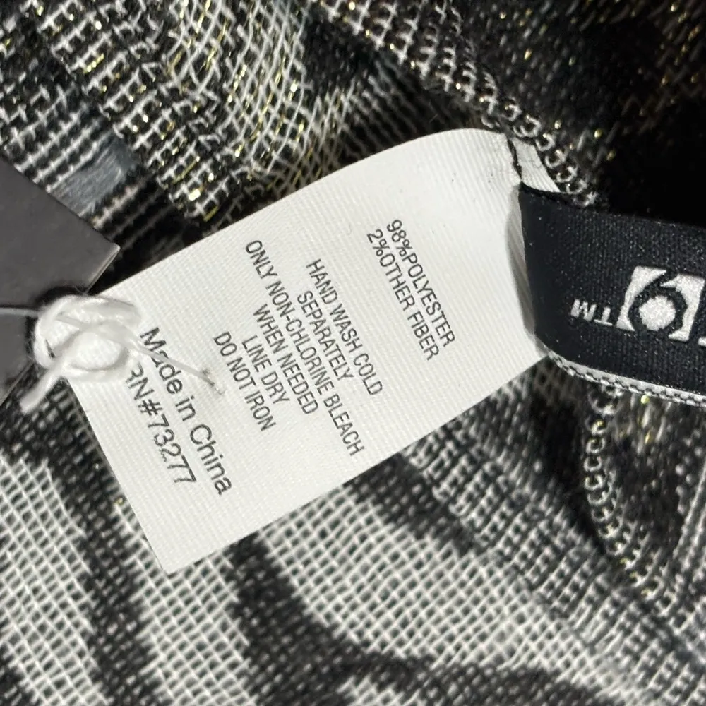 NWT APT 9 black white neck scarf 68 x 27 fringe animal print Metallic - Image 4