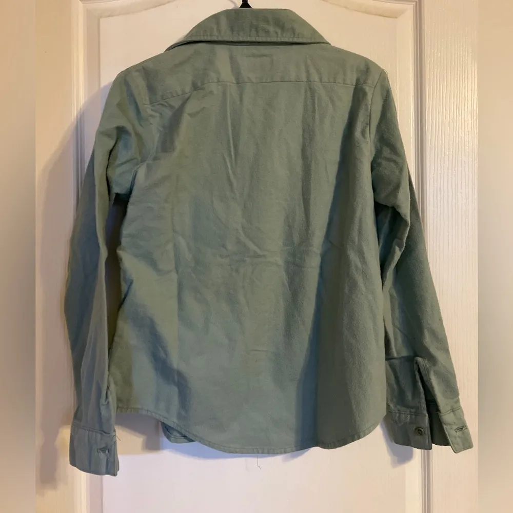 Five Brother Vintage Union Made In USA Long Sleeve Flannel Cotton Button Up Med Green - Image 2