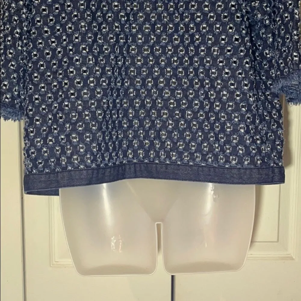 Chico's  Perforated Denim Open Front Jacket 1 Small - Image 12