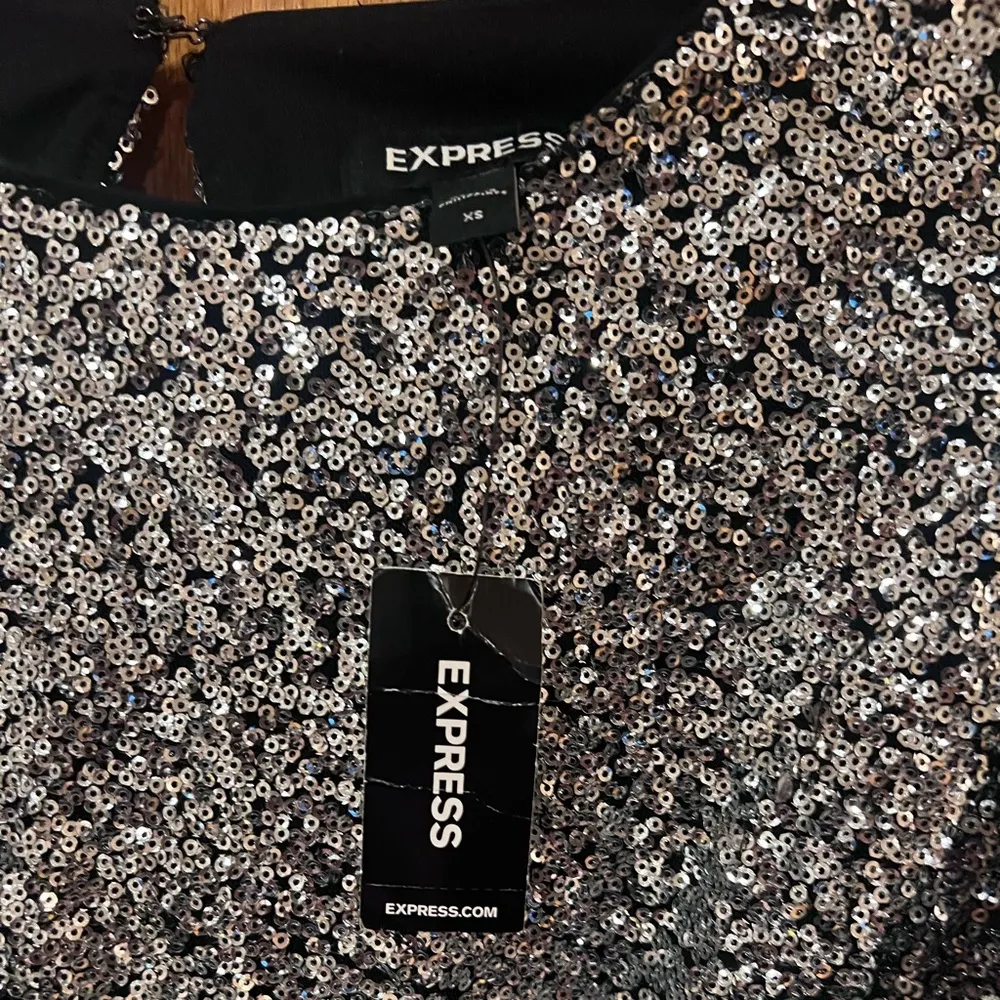 Express Color Block Sequin Strong Shoulder Long Sleeve Mini Cocktail Dress Sz XS - Image 11