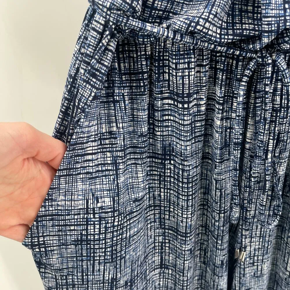 ROZ & ALI Jumpsuit Woman 2X Blue Print Sleeveless Stretch Keyhole Tie Waist - Image 8