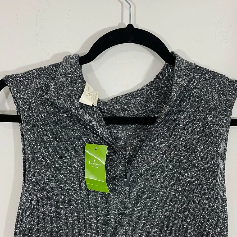 NWT Kate Spade Metallic‎ Knot Sweater Dress Star Bright Dark Silver Sz LARGE - Image 10