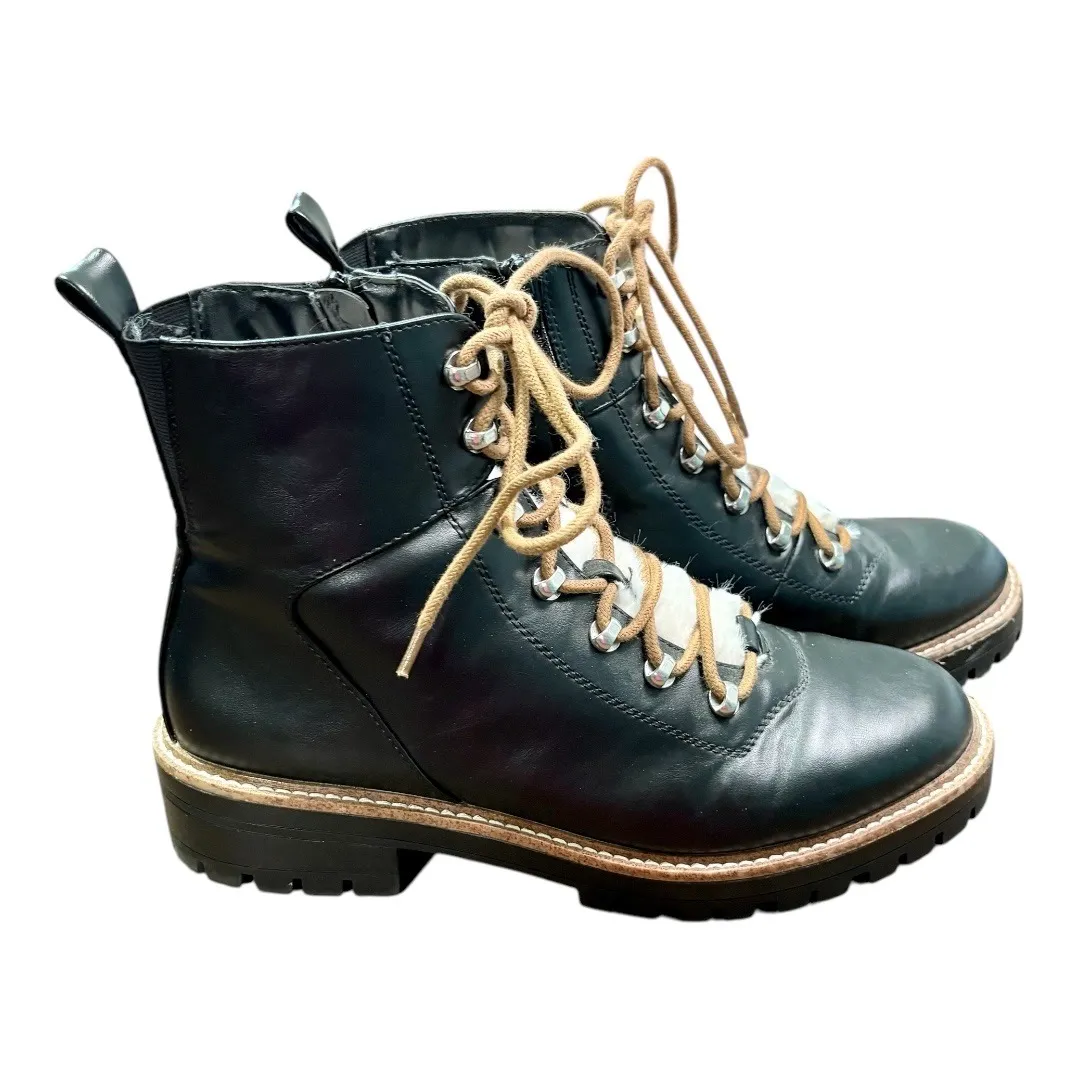 A New Day Hiker Boots Chunky Combat Faux Fur Lined Lace‎ Up Ankle Black Size 10 - Image 6