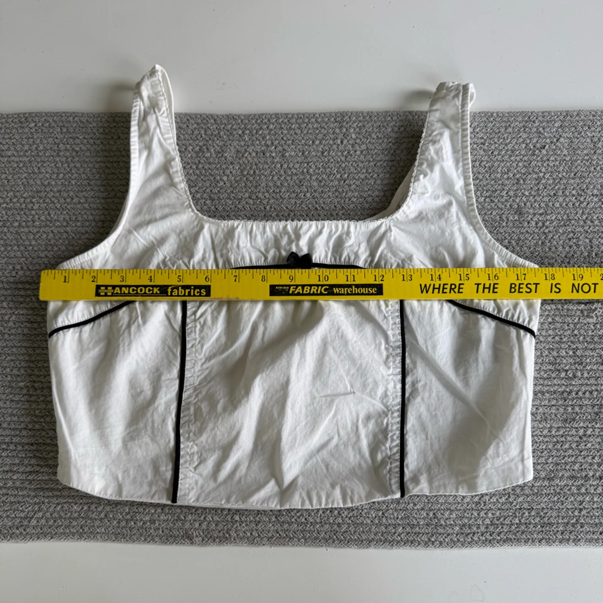 Forever 21 White Black Corset Style Bow Cotton Zip Back Cropped Tank Top Large - Image 7