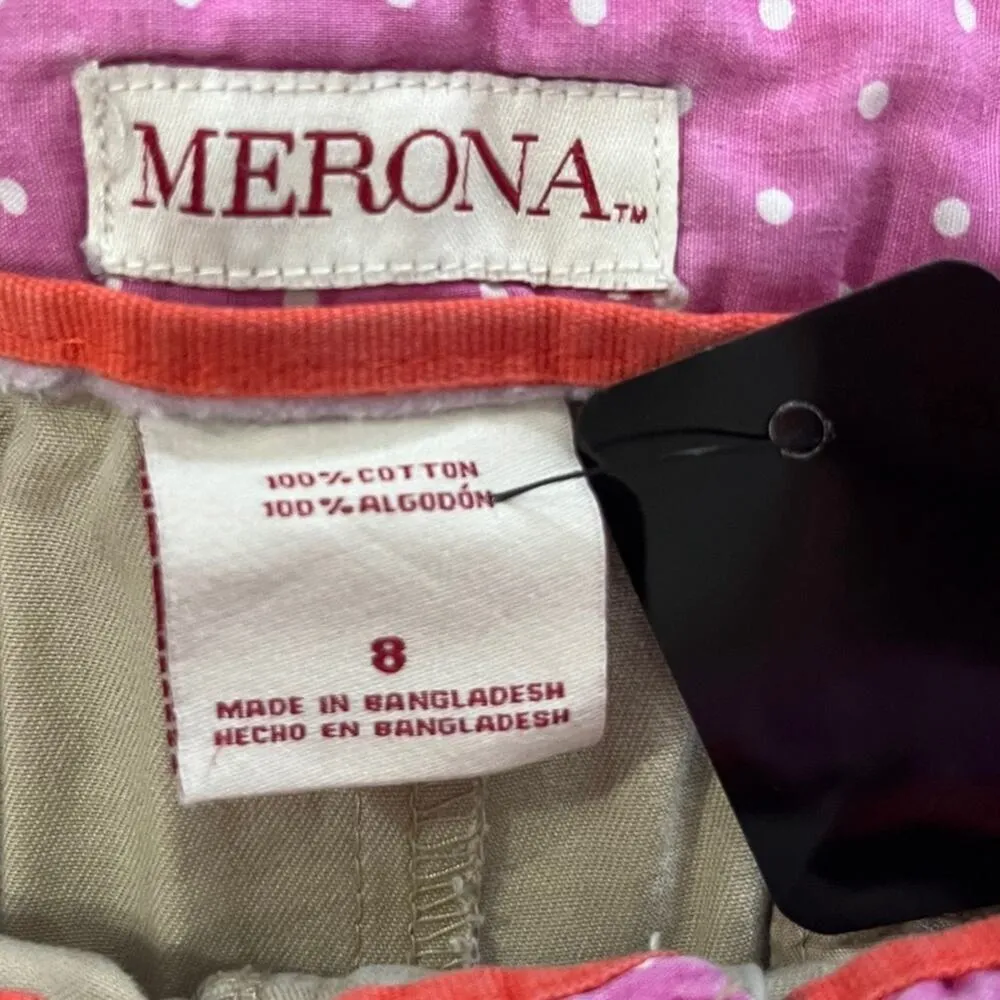 Merona Womens Chino Shorts Size 8 Khaki Flat Front Granola Preppy Simple Neutral - Image 4