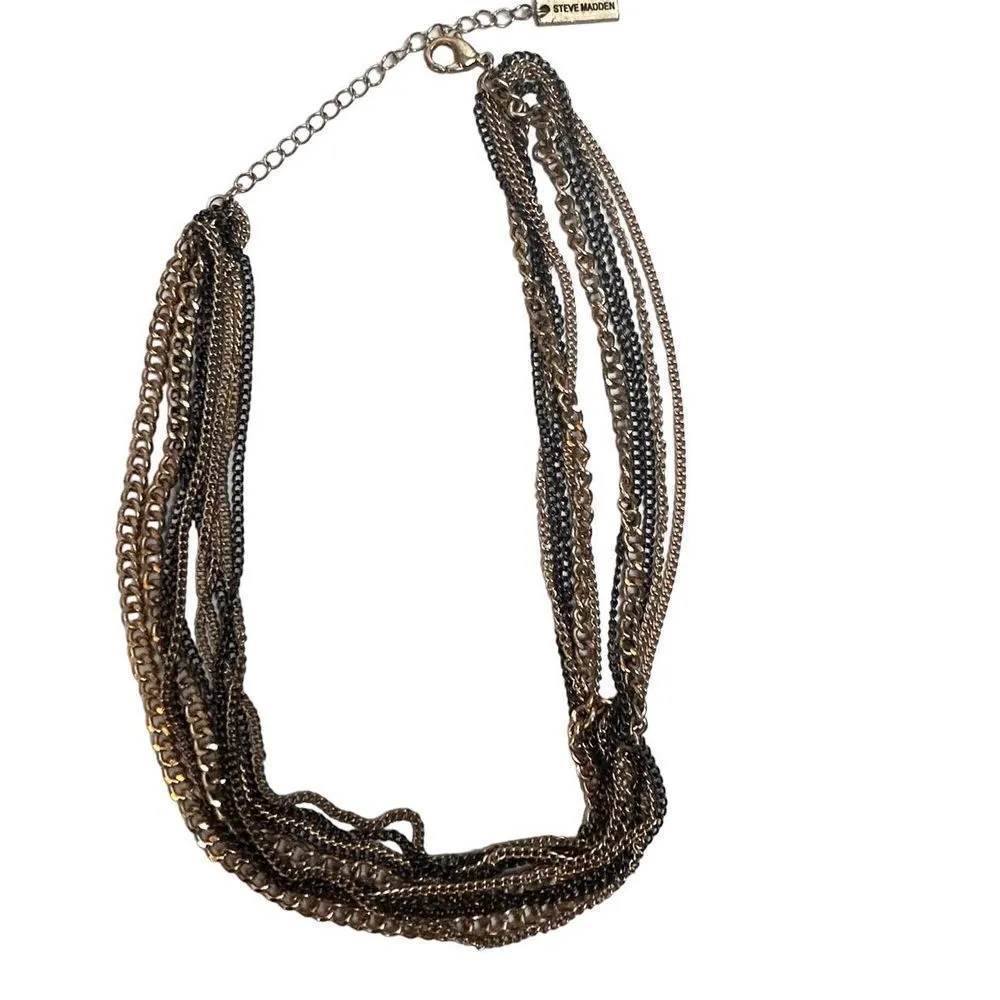 Steve Madden multilayered gold and GM silver chain necklace - Image 5