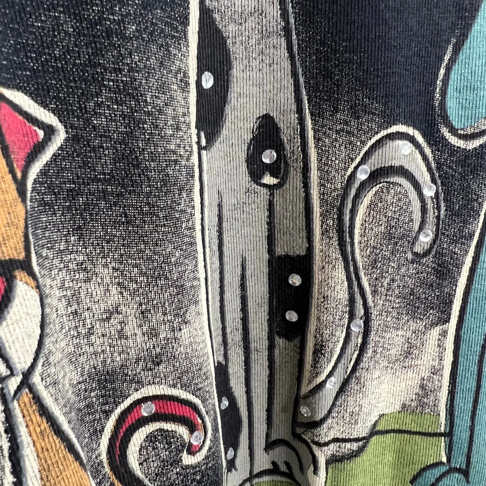 Jess & Jane Womens Bow Wow Dog Theme TShirt Top Long Sleeve Rhinestone Black Lrg Size L - Image 8