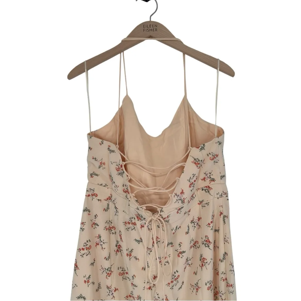 Velvi Greta Maxi Dress in Yellow Floral size 14 Strappy Back Tiered Ruffle Hem - Image 7