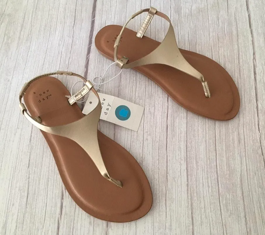 Gold Sandals, Size 6 - Image 2
