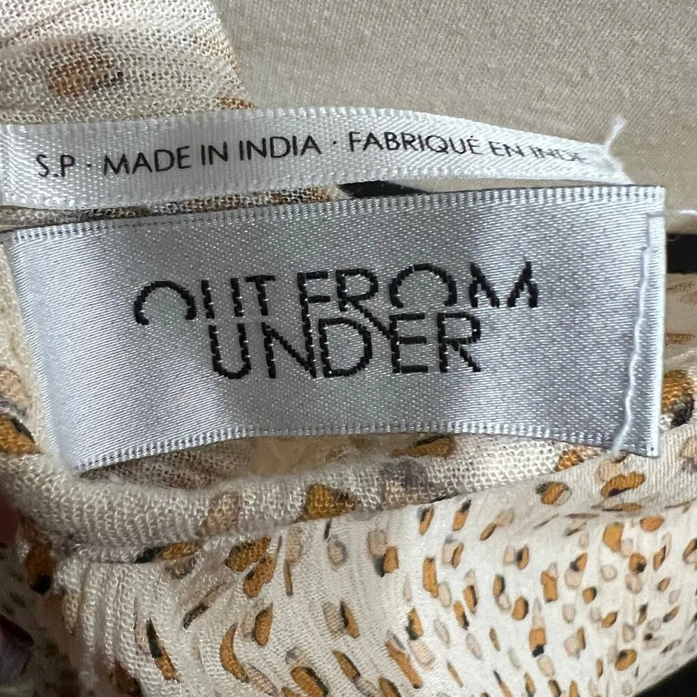 Out From Under Slip Dress Womens S Cream Tan Gauze Tiered Dot Print Beach Boho - Image 13