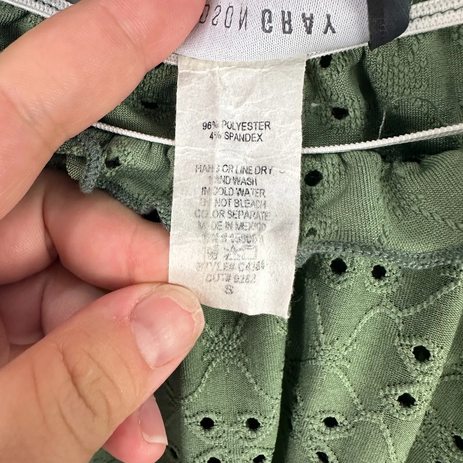 Hudson Gray Blouse Small Green Eyelet Ruffle Cuff Romantic Modest‎ Cottage Fairy - Image 3