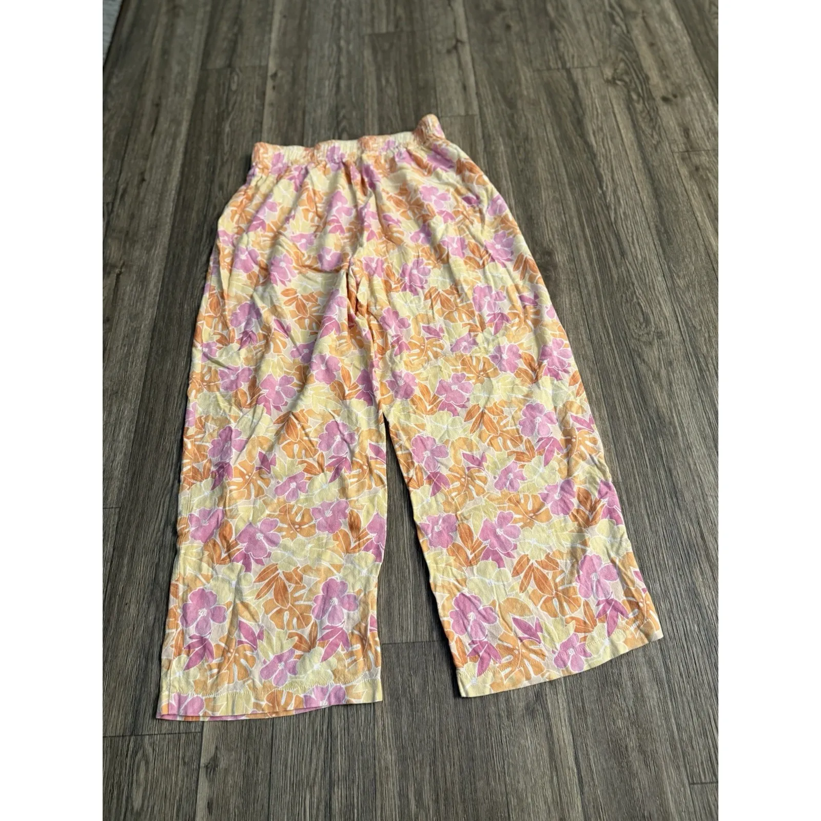LULU'S Size M Island Imaginings Peach Floral Print Wide Leg Pleated Pants NWT Size M - Image 10