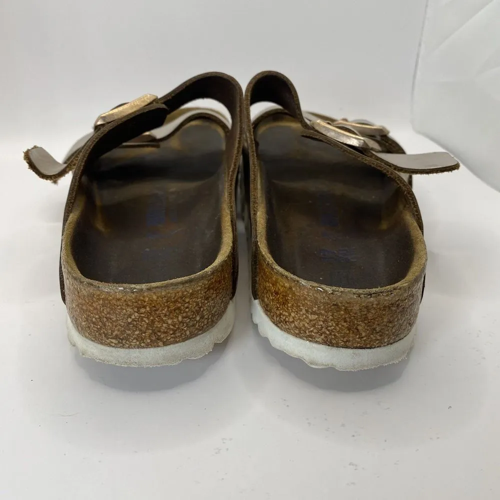 Birkenstocks Arizona Sandals Women's Size 37 US‎ 6 Gold Double Strap - Image 5